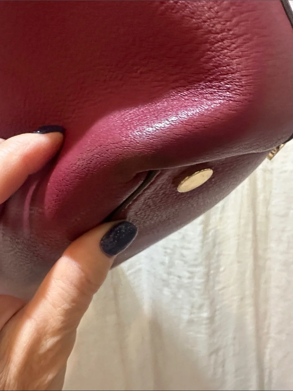 Michael Kors Wine Pebbled Leather Shoulder Tote with Gold Hardware